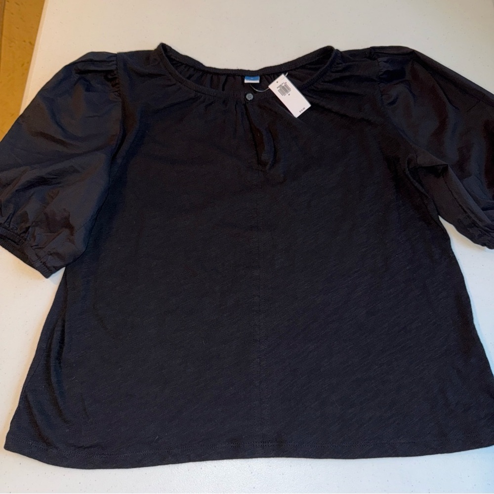 Old navy woman’s Puff-Sleeve Blouse Sz medium‎  black New NWT - Picture 4 of 14